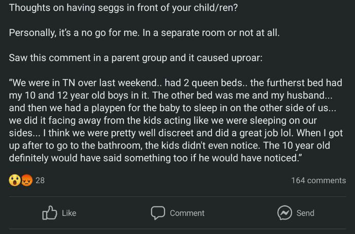 Parents Play Sneaky 'Hide The Sausage' In The Bedroom They Shared With A Toddler, 10 And 12 Year Old