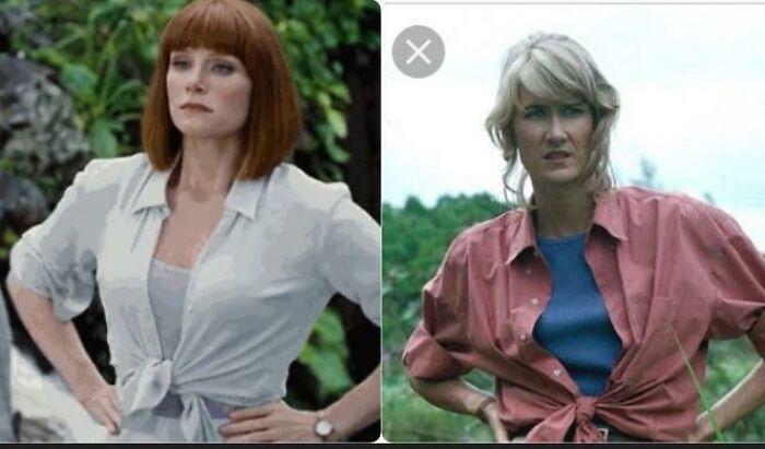 Just Noticed That In Jurassic World When Bryce Dallas Howard Rolls Up Her Sleeves And Ties Her Shirt At The Bottom To Say “I’m Ready”, She’s Wearing It The Same Way Laura Dern Did In Jurassic Park