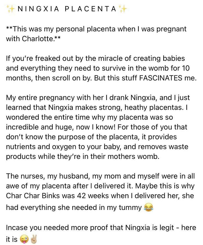 The Entire Room Was In Awe Of My Placenta!