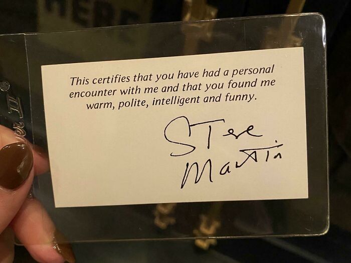 If You Ever Meet Steve Martin By Chance, He Gives You A Card As Proof You Met Him