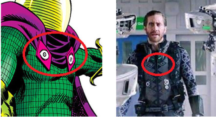 In Spider-Man: Far From Home, The Pattern On Mysterio's Control Suit Are Very Similar In Placement And Design To The Cape Clasps Of His Original Comic Outfit.