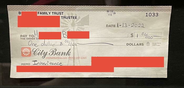 My $1 Inheritance Check