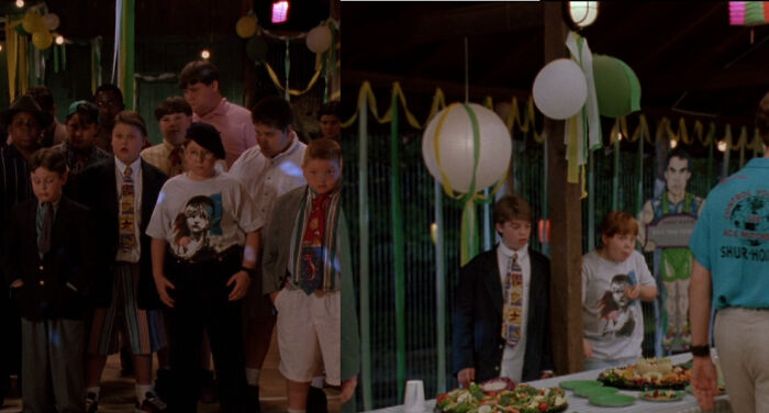 In Heavyweights, At The End Of The Dance Scene, Two Actors Can Briefly Be Seen Awkwardly Standing In The Background, Wearing The Same Outfits Worn By Jerry And Philip Earlier In The Scene.