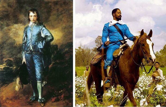 Django's Blue Outfit Has A Striking Resemblance To A Painting Called "Boy In Blue" That Was The Inspiration For The 1919 Movie Bearing The Same Name By Filmmaker F.w. Murnau. He Invented The "Unchained Camera Technique".