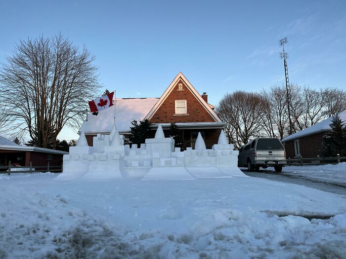 This Snow Castle In Someone’s Front Yard
