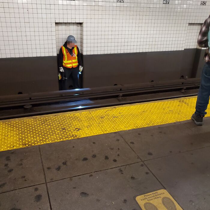 A Spot Where An Mta (From NY) Worker Stands When A Train Is About To Come