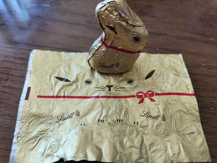 What A Chocolate Bunny Wrapping Paper Looks Like Unwrapped