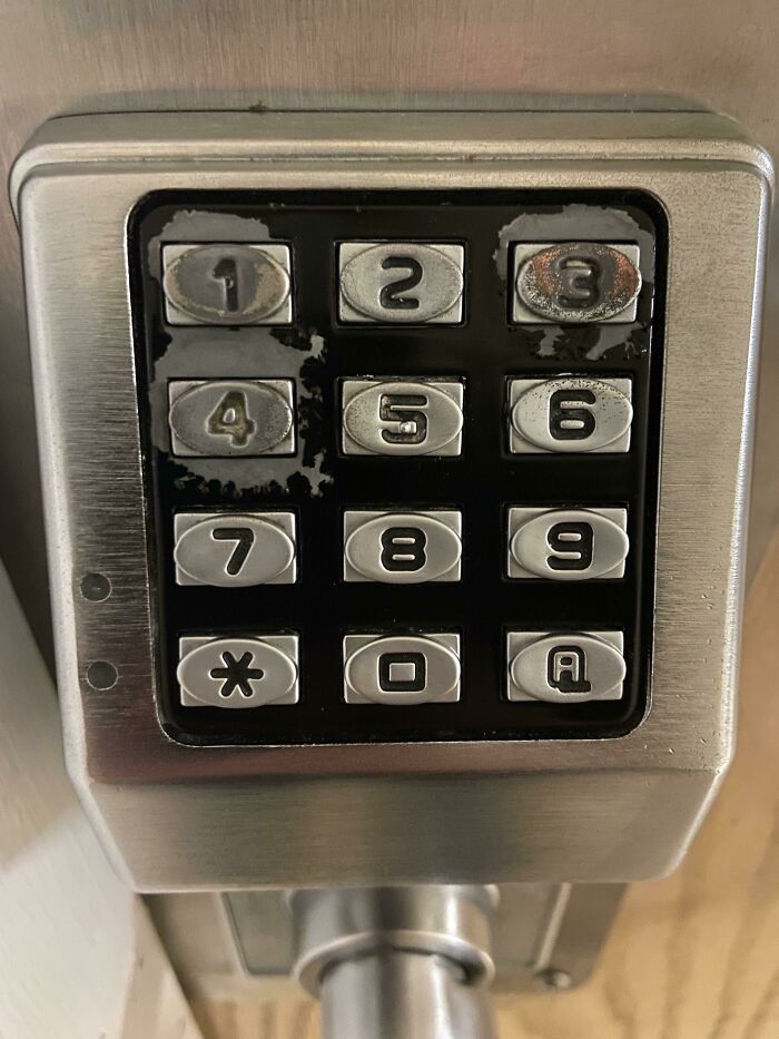 The Buttons That Contain The Numbers For This Door Code Are Significantly Faded