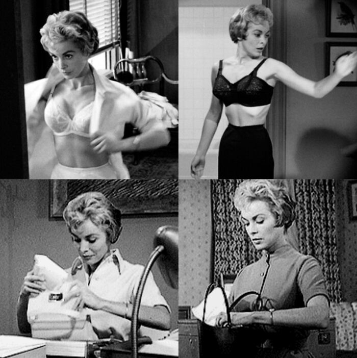 In Psycho (1960), Marion’s Bra Changes From White (Angelic) To Black After She Steals The $40,000 To Show That She Has Done Something Wrong And Evil. Similarly, Her Purse Changes From White To Black After She Steals The Money.