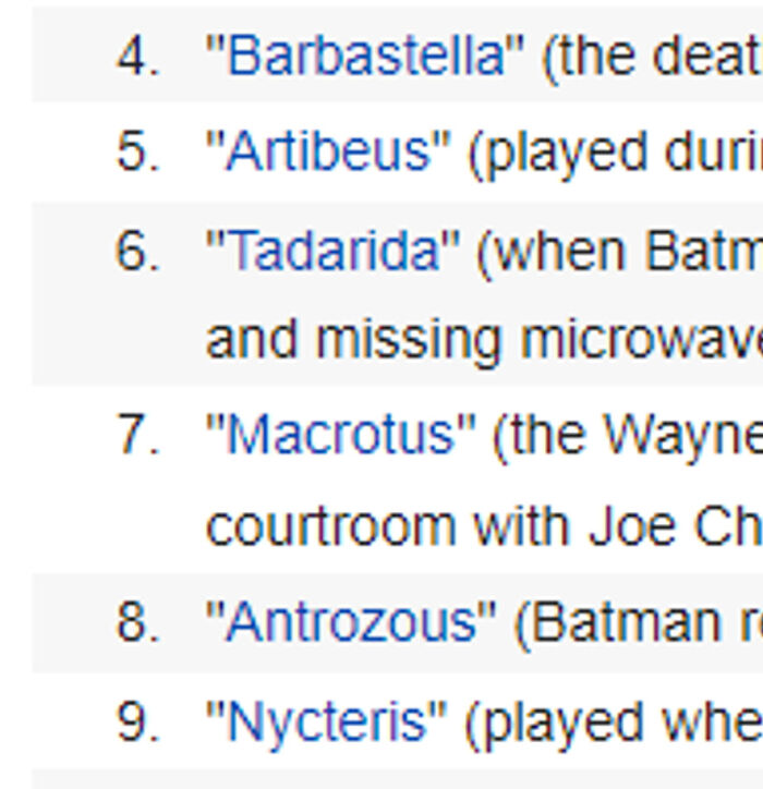 On The Batman Begins (2005) Soundtrack, Tracks 4-9 Spell Out B-A-T-M-A-N