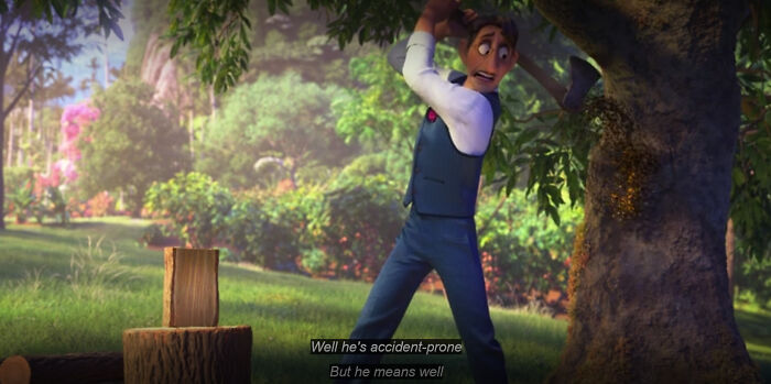 In Encanto (2021) In A Quick Throwaway Lyric, Mirabel Sings That Her Dad Augustin Is Accident Prone, Which Alludes To How He Met Her Mom Because He Would Always Go To Her So She Could Cook Meals For Him! (Source In Comments)