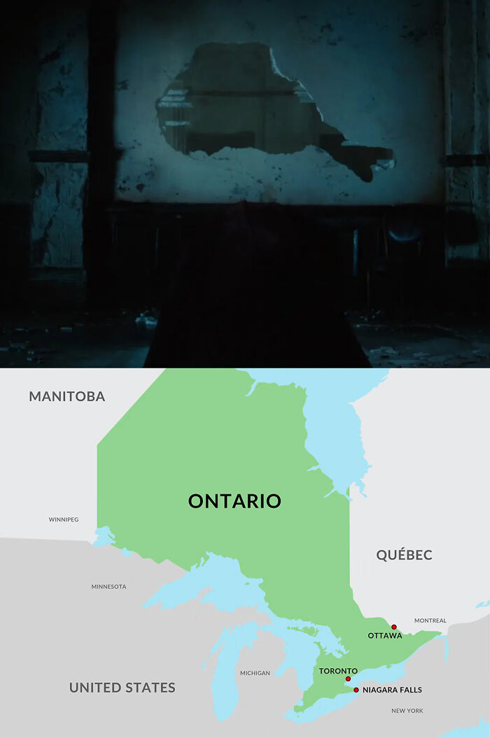 In Batman vs. Superman (2016), This Broken Window Is Shaped Like The Canadian Province Of Ontario. This Is A Nod To The Birthplace Of Joe Shuster, One Of The Creators Of Superman. Confirmed By Zack Snyder, Source In Comments