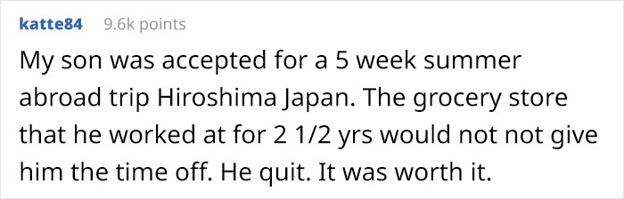 Teen Daughter Told To Make A Choice Between International Summer Program And Her $11/Hr 10 Hours Per Week Retail Job Teen Daughter Told To Make A Choice Between International Summer Program And Her $11/Hr 10 Hours Per Week Retail Job