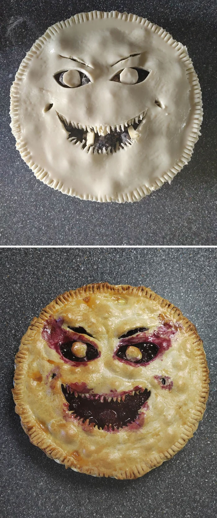 Scary Pie- Before And After Baking