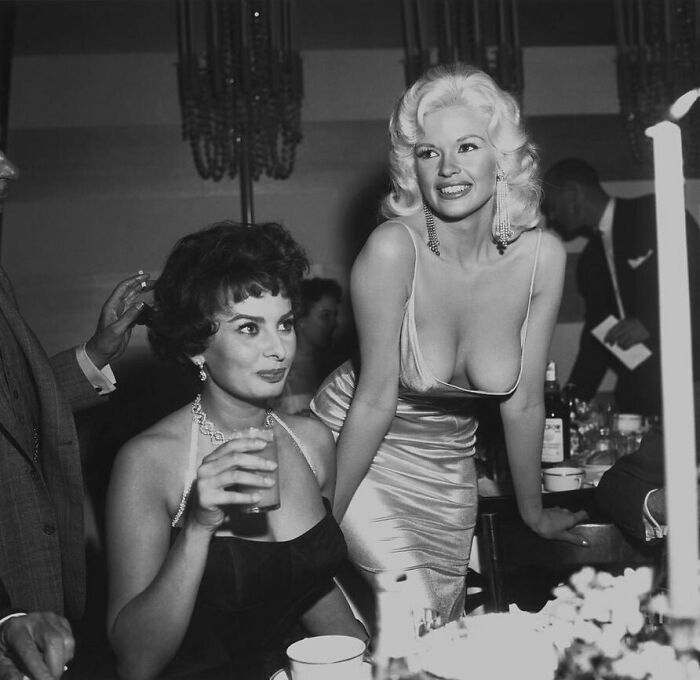 Sophia Loren And Jayne Mansfield At Romanoff’s In Beverly Hills, 1957