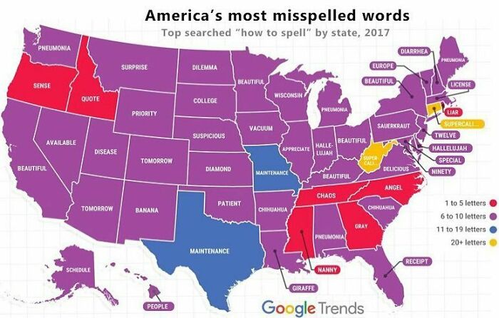 America’s Most Searched “How To Spell” Per State