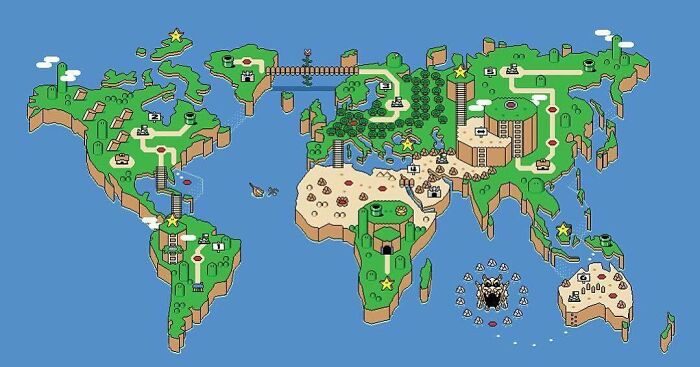 World Map In Mario Style