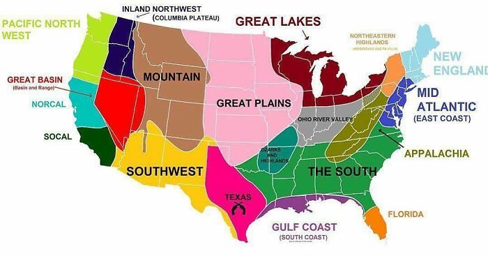 The Us Separated Into Distinct Regions