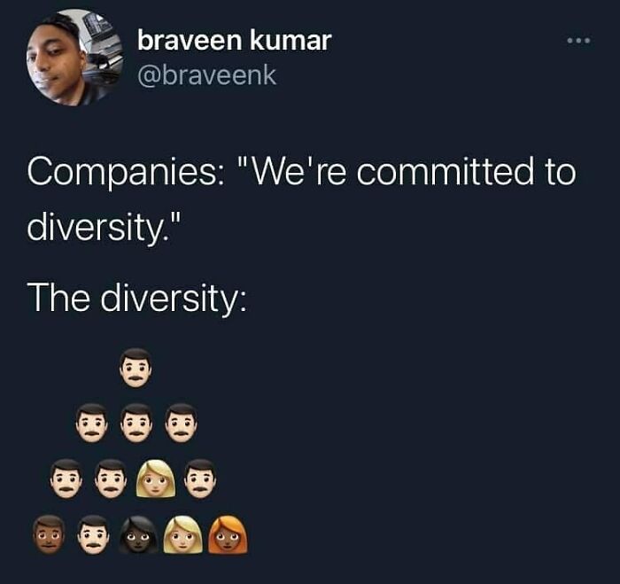 Does This Happen At Your Workplace? (Credit: @braveenk)
.
.
.
.
.
#diversity #dni #diversityandinclusion #diversitymatters #diverse #corporatehumor #corporate #humor #worklife #work #wfh #wfhlife #workfromhome #funny #funnymemes #workmeme #workmemes #workprobs #workproblems #workhumor #officelife #officememes #officememe #officehumor #meme #memes #memelife