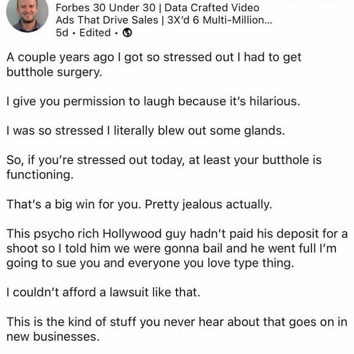 Getting Butthole Surgery Because You Work So Hard 🔥🔥🔥 #linkedinflex