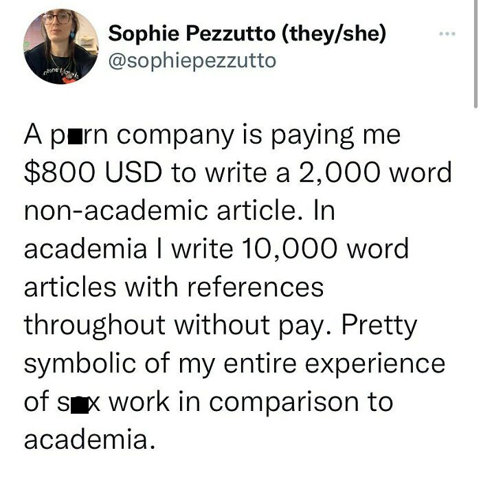 Academia’s Incessant Devaluation Of Labor Can Get Fucked
via Twitter @ Sophiepezzutto