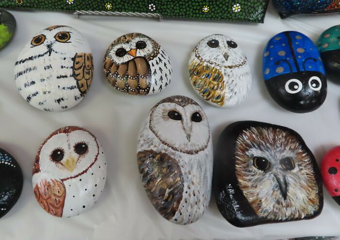 #202 Owls Painted On Rocks