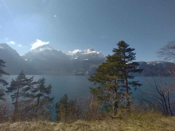 Out Of The Train Window. Lake Vierwaldstättersee