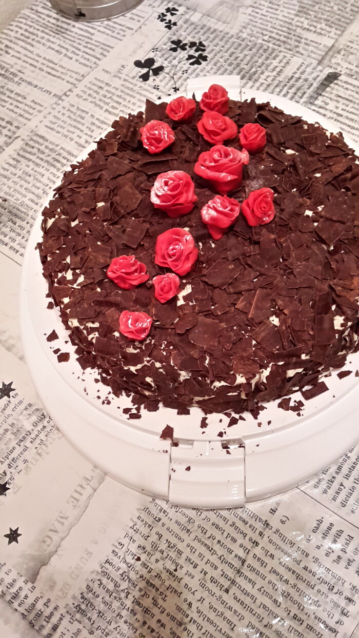 Black Forest Cake With Marzipan Roses