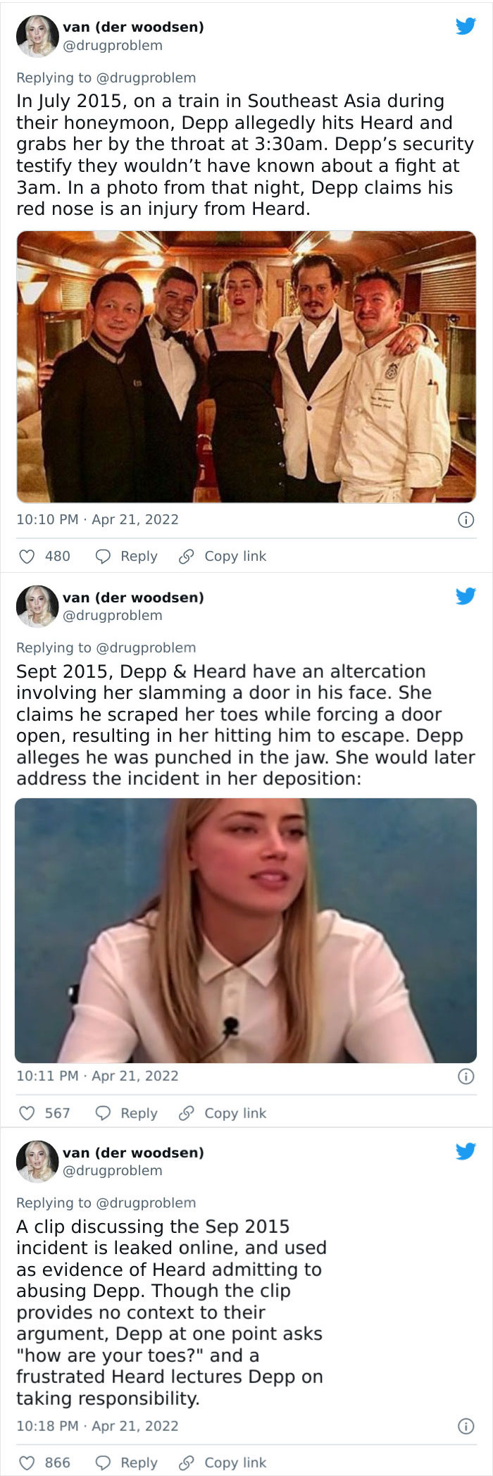 All The Things That Happened Between Johnny Depp And Amber Heard That Are Known To The Public, As Pointed Out By This Twitter User
