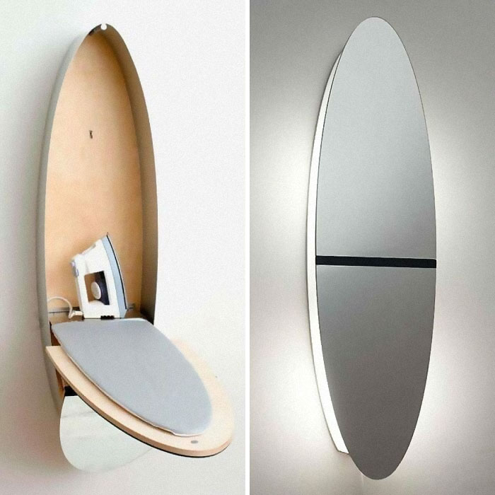 Tabla de planchar plegable armario/espejo hecho por Nils Wodzak