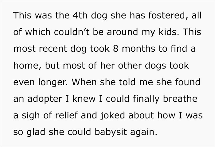 Woman Wants Childfree Sister To Babysit Her Kids, Asks Her To Stop Fostering Dogs Woman Wants Childfree Sister To Babysit Her Kids, Asks Her To Stop Fostering Dogs