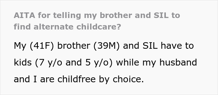 Drama follows after woman asked SIL and brother to find someone else to look after their 5 and 7-year-old children during the day.