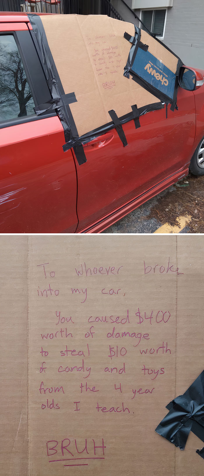 Someone Broke Into My Car To Steal 10 Dollars Worth Of Candy And Toys I Bought To Give To My 4-Year-Old Students