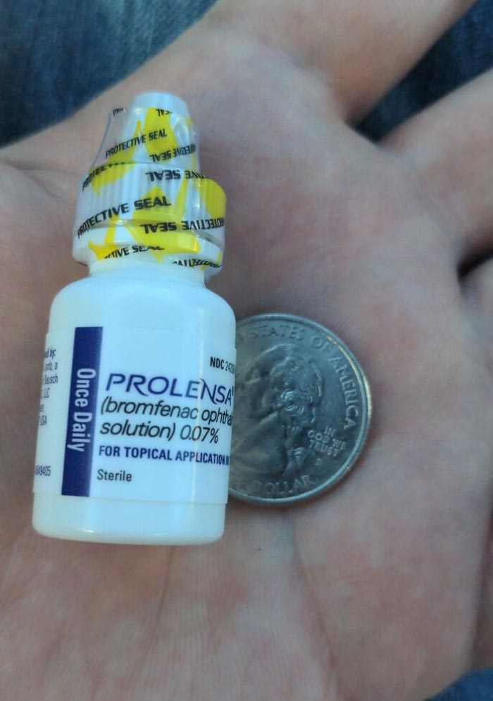 $396 Bottle Of Eye Drops My Dad Needs Before Cataract Surgery. Medicare Didn't Cover It (Quarter For Scale)
