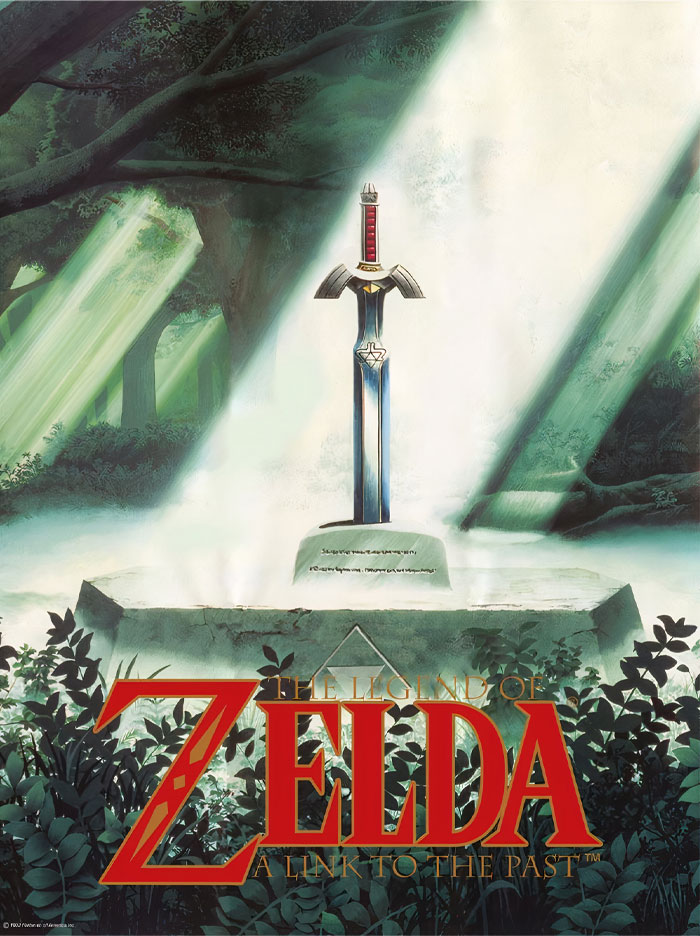 The Legend of Zelda sword glowing in a forest, symbolizing iconic video games that changed gaming history.