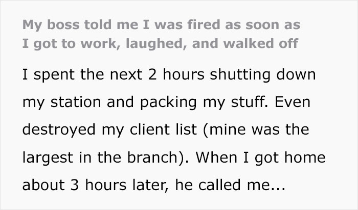 "My Boss Told Me I Was Fired As Soon As I Got To Work, Laughed And Walked Off"