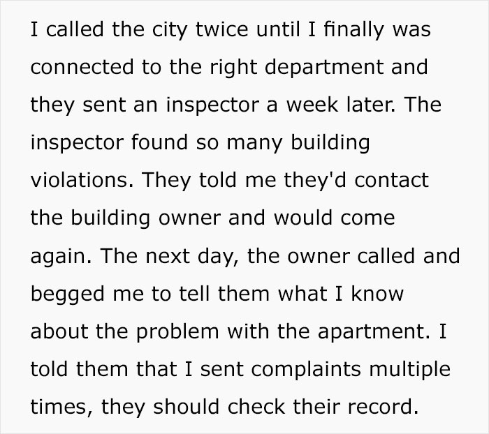 “Go Ahead, Call The City Inspector”: Tenant Finally Puts Landlord In His Place After Calling His Bluff “Go Ahead, Call The City Inspector”: Tenant Finally Puts Landlord In His Place After Calling His Bluff