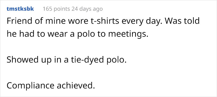Micromanaging Boss Writes This Man Up For Wearing Red Shoes To Work, So He Followed The Dress Code To The Book Micromanaging Boss Writes This Man Up For Wearing Red Shoes To Work, So He Followed The Dress Code To The Book