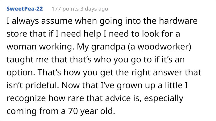 Female Manager At A Hardware Store Maliciously Complies To A Customer’s Request For A “Man’s Help” Female Manager At A Hardware Store Maliciously Complies To A Customer’s Request For A “Man’s Help”