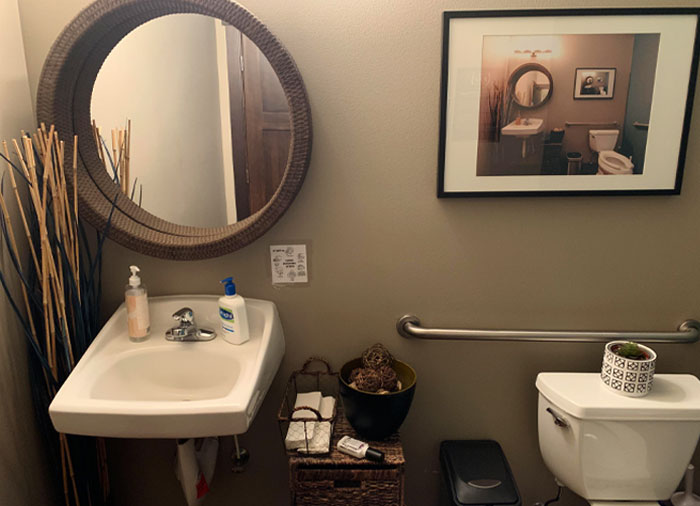 Bathroom At My Dentist Has A Picture Of The Bathroom At My Dentist Hanging On The Wall