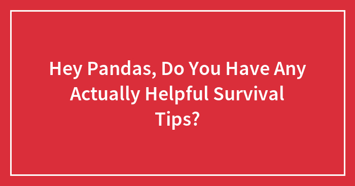 Hey Pandas, Do You Have Any Actually Helpful Survival Tips? (Closed)