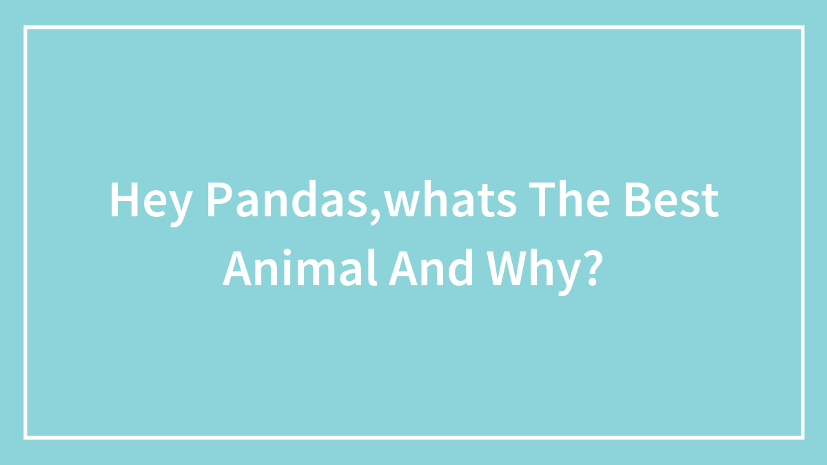 Hey Pandas,whats The Best Animal And Why?