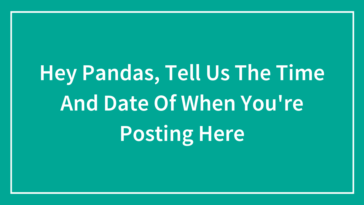 Hey Pandas, Tell Us The Time And Date Of When You’re Posting Here (Closed)