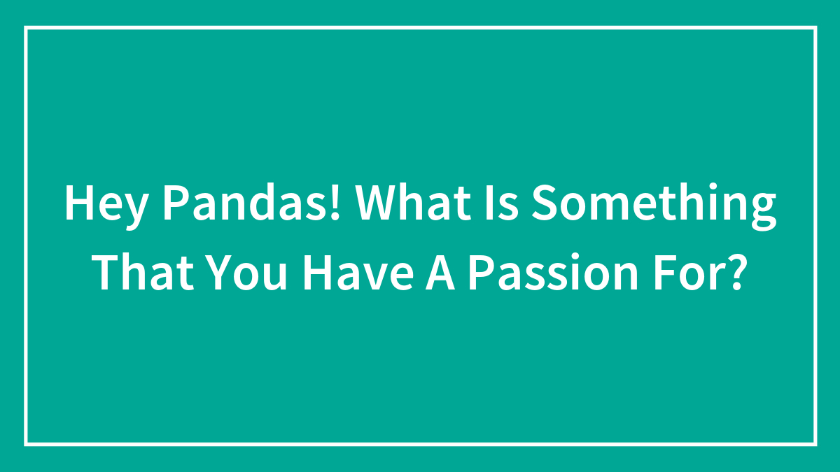 Hey Pandas! What Is Something That You Have A Passion For?