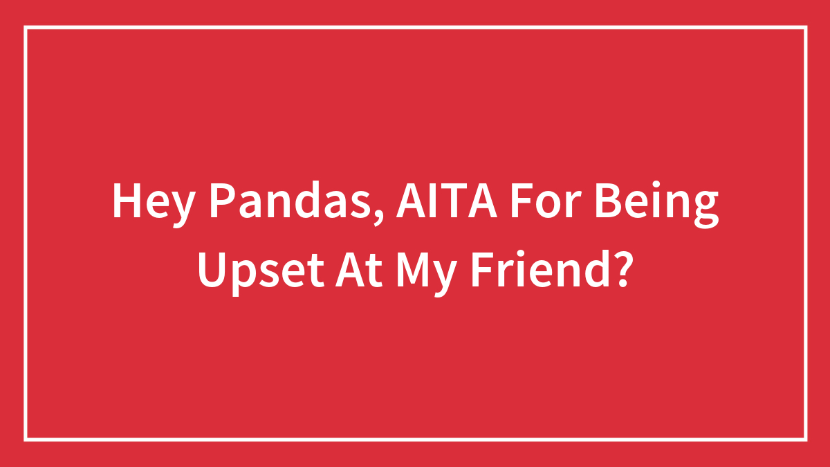 Hey Pandas, AITA For Being Upset At My Friend? (Closed)