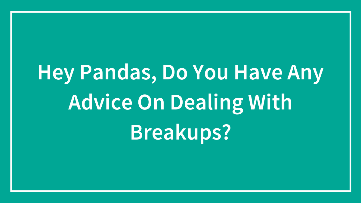 Hey Pandas, Do You Have Any Advice On Dealing With Breakups?