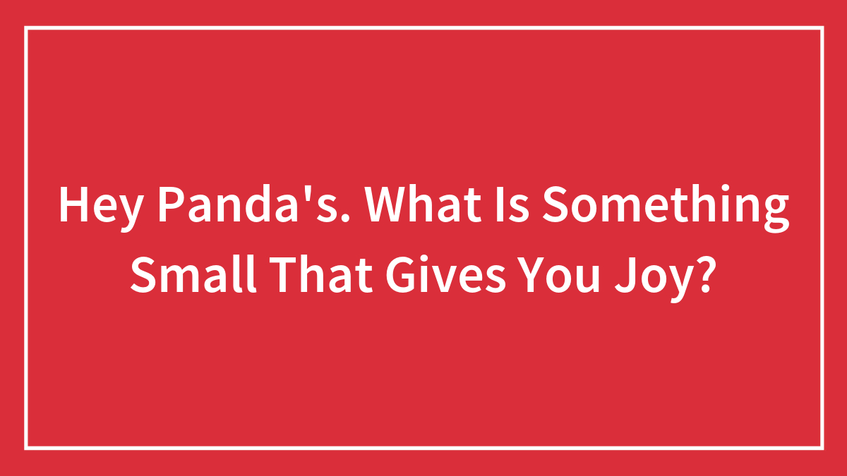 Hey Panda’s. What Is Something Small That Gives You Joy?