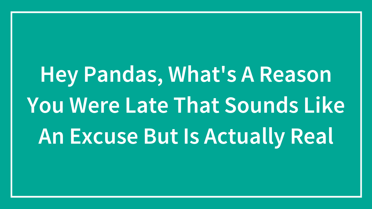 Hey Pandas, What’s A Reason You Were Late That Sounds Like An Excuse But Is Actually Real
