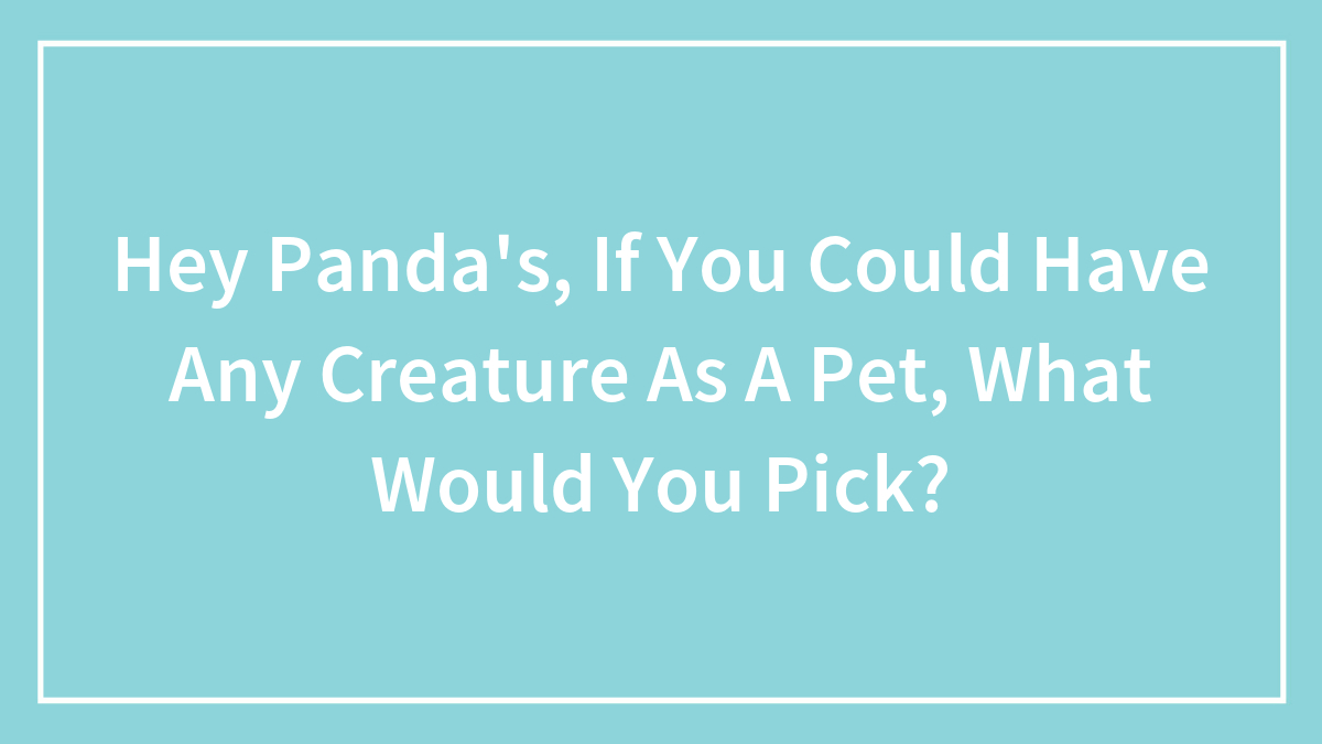 Hey Panda’s, If You Could Have Any Creature As A Pet, What Would You Pick?