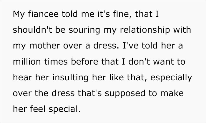 Groom Asks Internet If He’s Wrong For Uninviting His Mother From Wedding Because Of Her Continual Criticisms Of His Fiancee’s Dress
